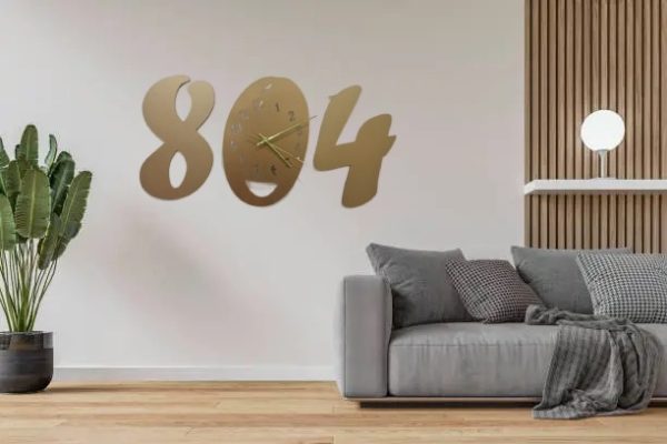 3d Wall Clock Wooden Golden Color Wall Clock (804)