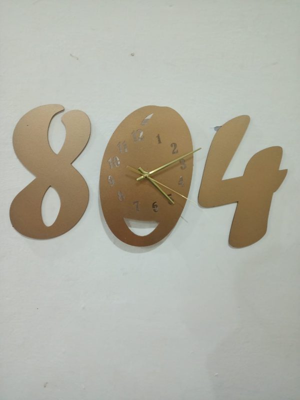 3d Wall Clock Wooden Golden Color Wall Clock (804)